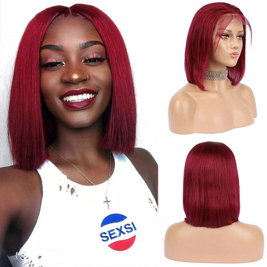 Burgandy or Chestnut Brown Brazilian Human Hair Lace Wig 8-40 Inches